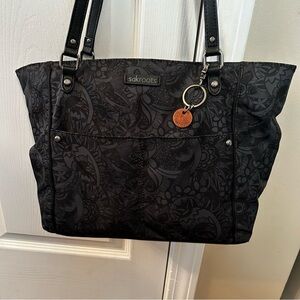 Sackroots EUC Metro Tote Handbag Black Spirit Desert Pattern Recycled Materials